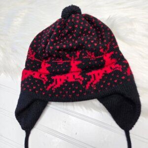 Wapiti Woolies Kid's 18-19" Virgin Wool Hat Beanie Pom Pom Reindeer Size Small
